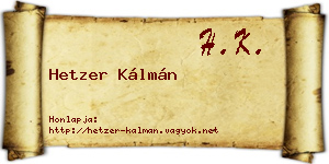 Hetzer Kálmán névjegykártya